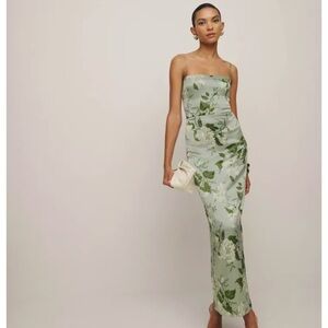 Reformation Frankie Silk Dress in Tea Garden